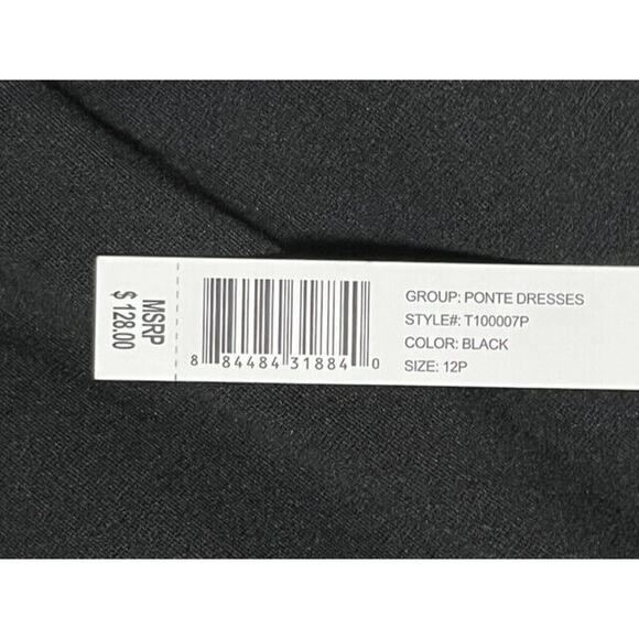 Adrienne Vittadini Dress 12 Petite Sheath Sleeveless Twist Front Ponte Black - Picture 10 of 10